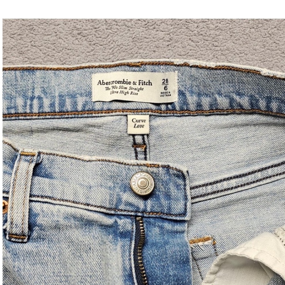 Abercrombie & Fitch 90s Jeans Womens 28/6 Blue Denim High Rise Slim Straight Leg - Picture 8 of 11